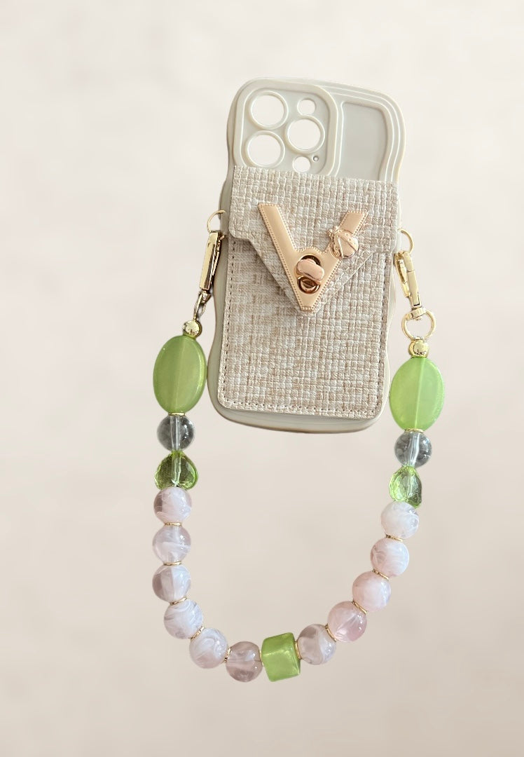 Bag/phone chain accessories (Pink&Green crystal)