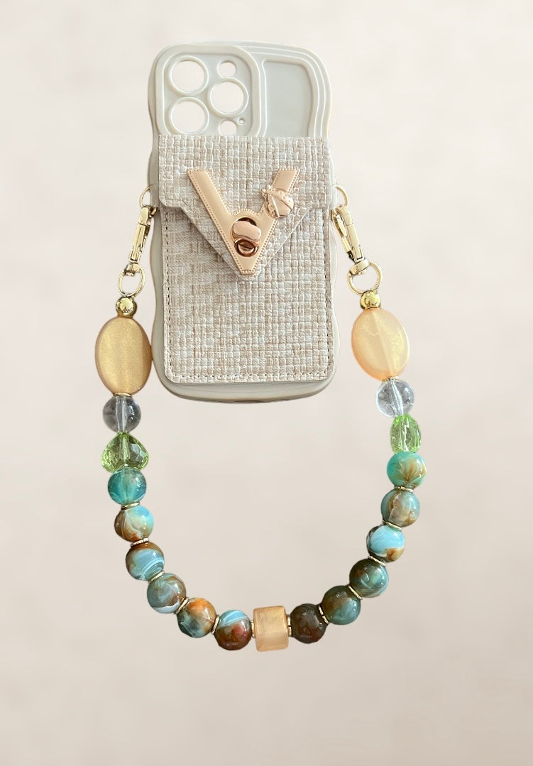 Bag/phone chain accessories (Tan, Blue & Green mix)