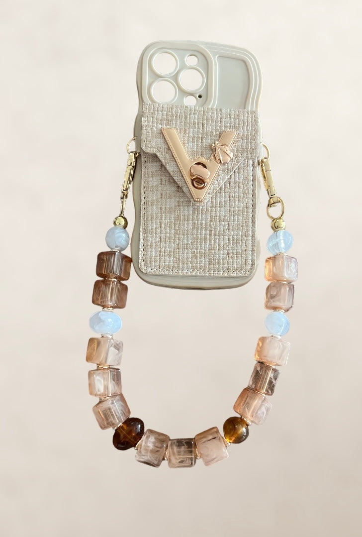 Bag/phone chain accessories (Nude crystal square mix)